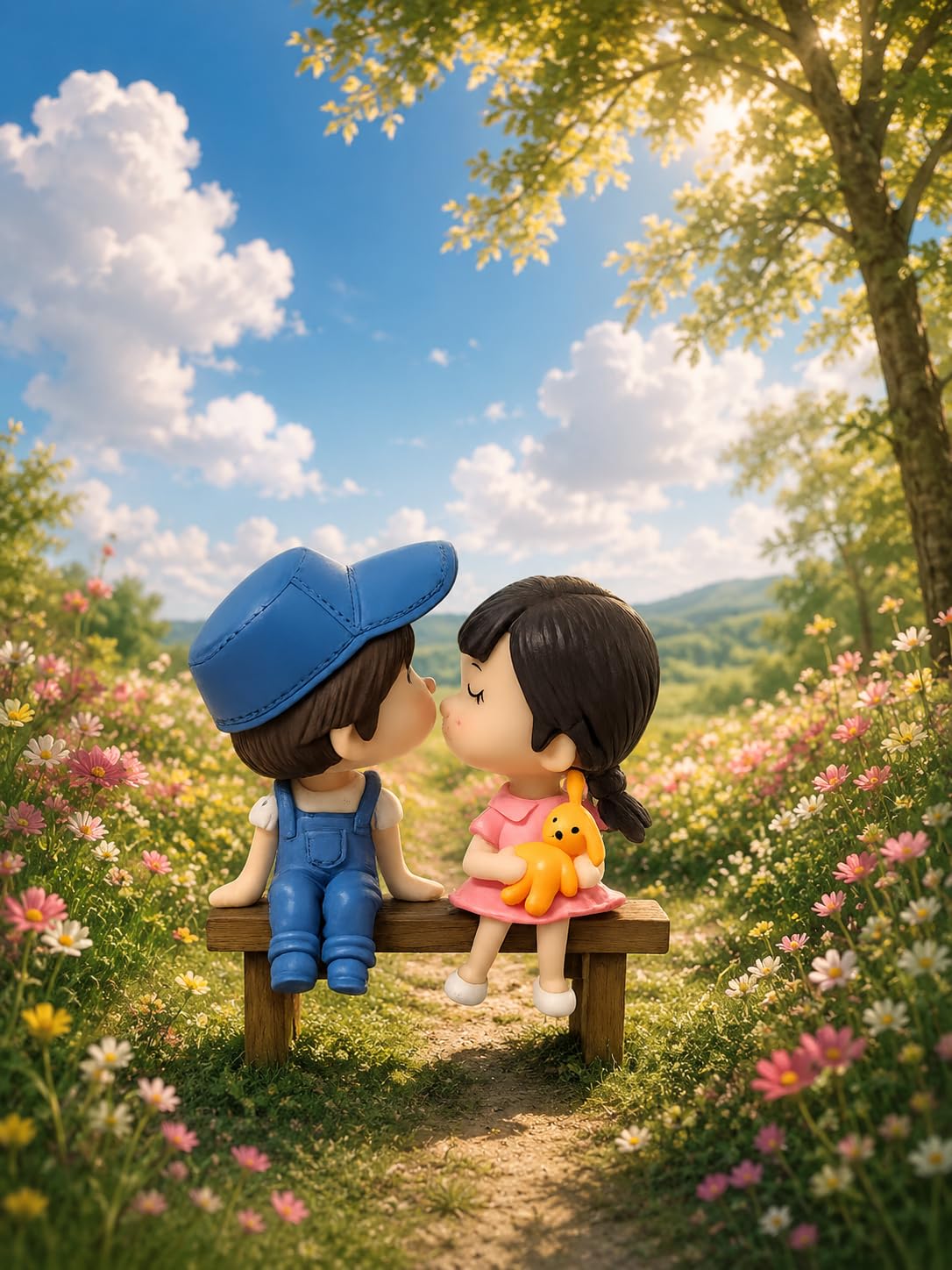 Buy Romantic Couple Love Showpiece Sitting on Bench – Cute